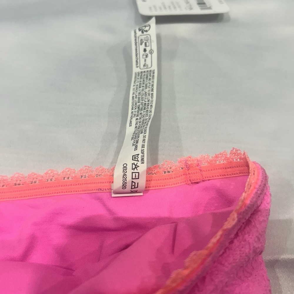 Free People Intimately Hot Pink Orange Trim Tube Top Bandeau Texture M/L MSRP 38 - Picture 6 of 9